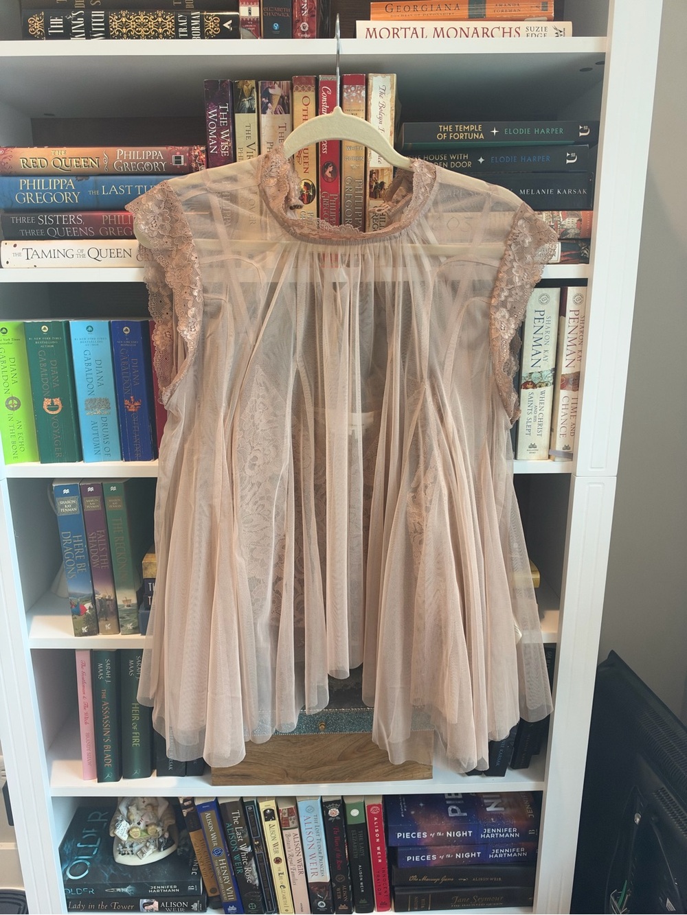 Anthropologie Sheer Lace Flutter Top — Blush Pink - Picture 3 of 11